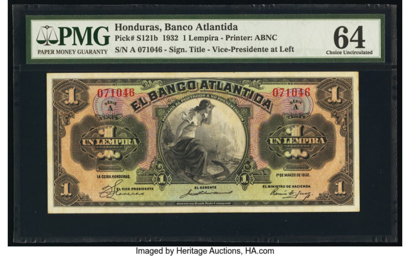 Honduras Banco Atlantida 1 Lempira 1.3.1932 Pick S121b PMG Choice Uncirculated 6...