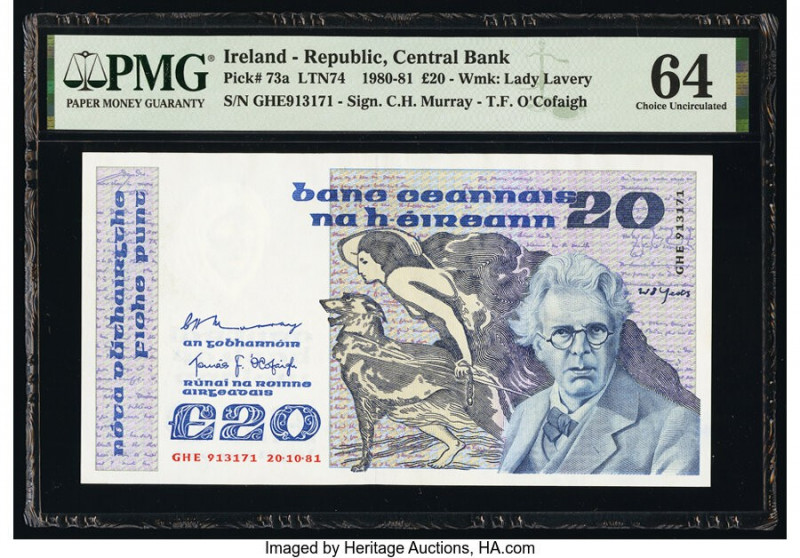 Ireland - Republic Central Bank of Ireland 20 Pounds 20.10.1981 Pick 73a PMG Cho...