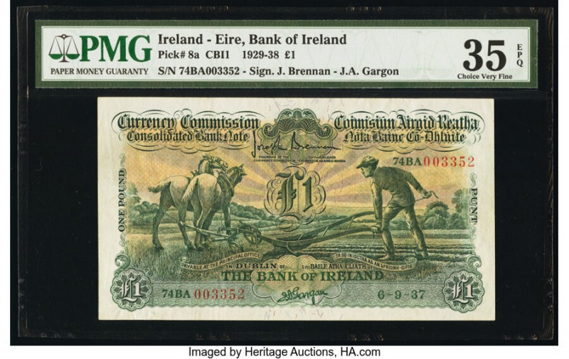 Ireland - Republic (Eire) Currency Commission, Bank of Ireland 1 Pound 6.9.1937 ...