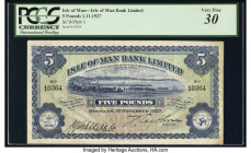 Isle Of Man Isle of Man Bank Limited 5 Pounds 1.11.1927 Pick 5 PCGS Very Fine 30. Ink stamp on back.

HID09801242017

© 2020 Heritage Auctions | All R...