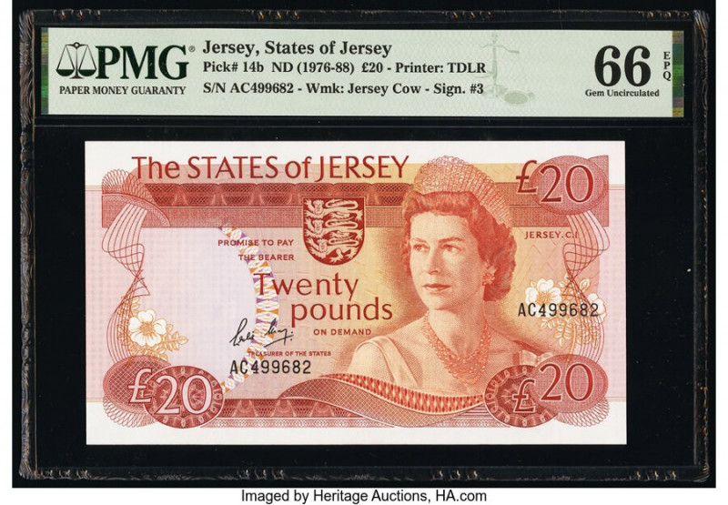 Jersey States of Jersey 20 Pounds ND (1976-88) Pick 14b PMG Gem Uncirculated 66 ...