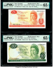 New Zealand Reserve Bank of New Zealand 5; 20 Dollars ND (1977-81) Pick 165d*; 167d* Two Replacement Examples PMG Gem Uncirculated 65 EPQ (2). 

HID09...