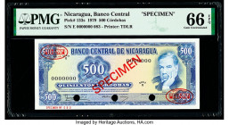 Nicaragua Banco Central 500 Cordobas 1979 Pick 133s Specimen PMG Gem Uncirculated 66 EPQ. Cancelled with 3 punch holes. 

HID09801242017

© 2020 Herit...