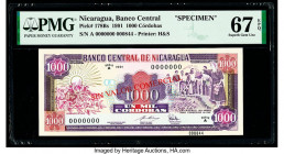 Nicaragua Banco Central 1000 Cordobas 1991 Pick 178Bs Specimen PMG Superb Gem Unc 67 EPQ. 

HID09801242017

© 2020 Heritage Auctions | All Rights Rese...