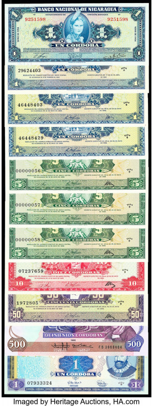 Nicaragua Group of 11 Examples Crisp Uncirculated. Three consecutive low serial ...