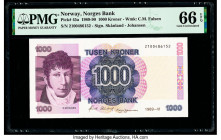 Norway Norges Bank 1000 Kroner 1989-90 Pick 45a PMG Gem Uncirculated 66 EPQ. 

HID09801242017

© 2020 Heritage Auctions | All Rights Reserved