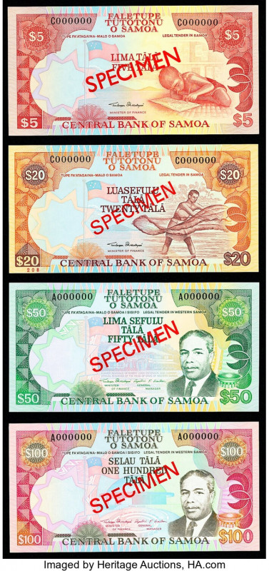 Samoa Central Bank of Samoa 1990-2002 Specimen Set of 4 Crisp Uncirculated. Red ...