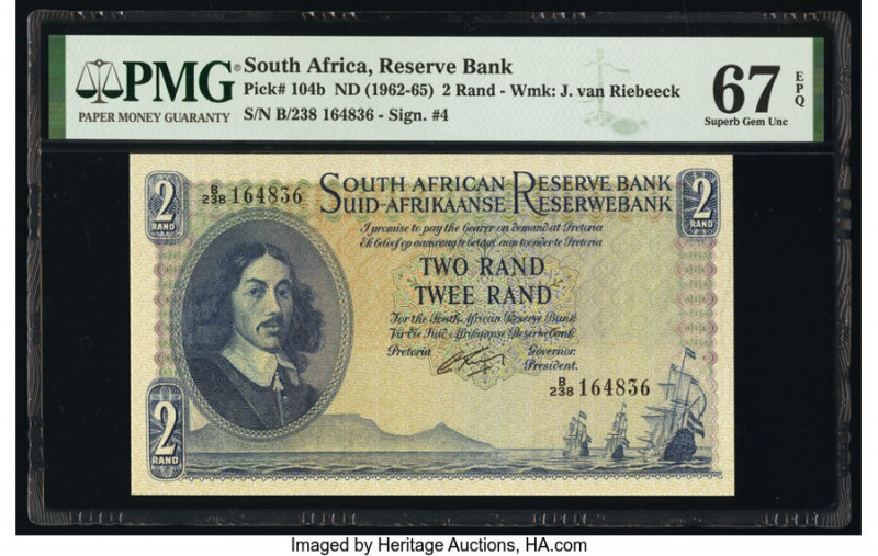 South Africa Republic of South Africa 2 Rand ND (1962-65) Pick 104b PMG Superb G...