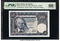 Spain Banco de Espana 500 Pesetas 1951 (ND 1952) Pick 142a PMG Gem Uncirculated 66 EPQ. 

HID09801242017

© 2020 Heritage Auctions | All Rights Reserv...