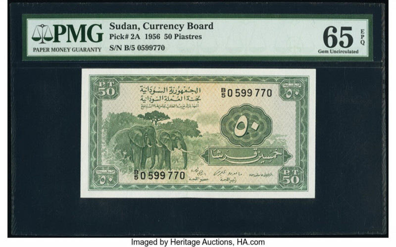 Sudan Currency Board 50 Piastres 1956 Pick 2A PMG Gem Uncirculated 65 EPQ. 

HID...