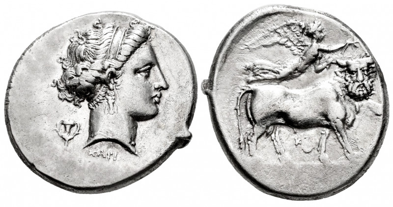 Campania. Neapolis. Nomos. 300-275 BC. (Sng Ans-356). Anv.: Diademed head of nym...