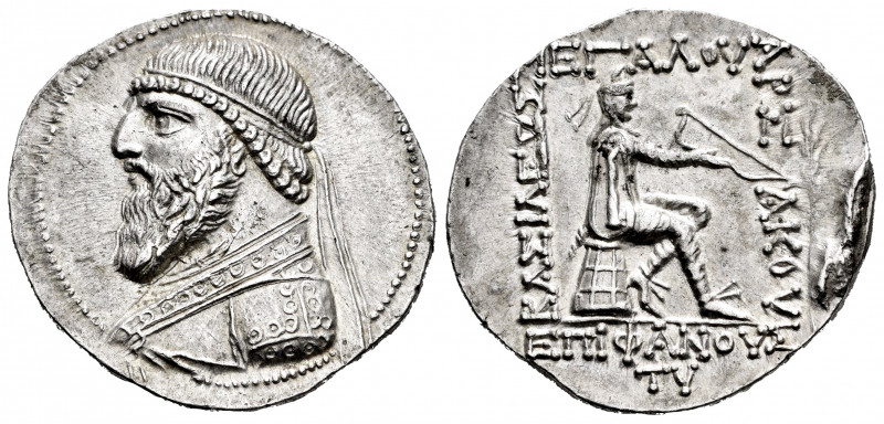 Kingdom of Parthia. Mithradates II. Tetradrachm. 119-109 BC. Seleukeia on the Ti...