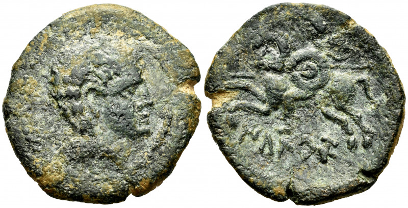 Ikalkusken. Unit. 120-20 BC. Iniesta (Cuenca). (Abh-1398). (Acip-2076). Anv.: Ma...