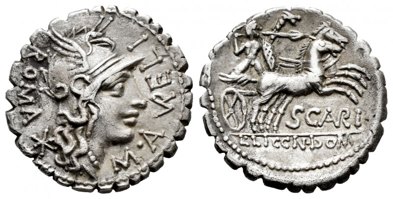 Aurelius. M. Aurelius Scaurus. Denarius. 118 BC. Narbo. (Ffc-185). (Craw-282/1)....