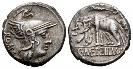 Caecilius. C.Caecilius Metellus Caprarius. Denarius. 125 BC. Rome. (Ffc-203). (Craw-269/1). (Cal-279). Anv.: Head of Roma right, ROMA behind, X below ...