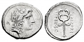 Plaetorius. M. Plaetorius M.f. Cestianus. Denarius. 69 BC. Rome. (Ffc-973). (Craw-405/3b). (Cal-1107a). Anv.: Young male head (Bonus Eventus) right, l...