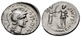 Pompeius Magnus. Cn. Pompeius Magnus y M. Poblicius. Denarius. 46-45 BC. Hispania. (Ffc-1). (Craw-469/a). (Cal-1146). Anv.: M. POBLICI. LEG. PRO. PR. ...