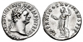 Domitian. Denarius. 96 AD. Rome. (Ric-772). Anv.: IMP CAES DOMIT AVG GERM P M TR P XIIII, laureate head right. Rev.: IMP XXII COS XVII CENS P P P, Min...