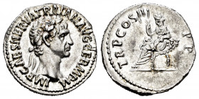 Trajan. Denarius. 98-117 AD. Rome. (Rsc-595a). Anv.: IMP NERVA CAES TRAIAN AVG GERM P M, laureate head right. Rev.: TR P COS II P P, Abundantia seated...