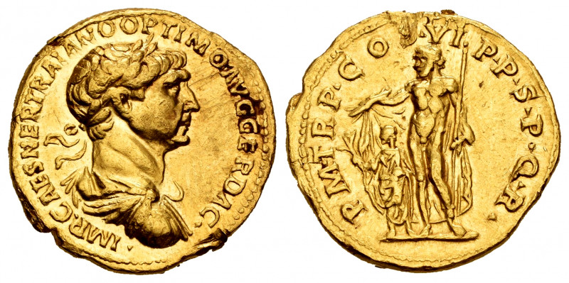 Trajan. Aureus. 114-115 AD. Rome. (Ric-336 var). (Cal-1065). (Bmcre-533). Anv.: ...