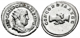 Balbinus. Antoninianus. 238 AD. Rome. (Ric-10). (Bmcre-67). (Rsc-3). Anv.: IMP CAES D CAEL BALBINVS AVG. Radiate, draped and cuirassed bust right. Rev...