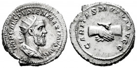 Pupienus. Antoninianus. 238 AD. Rome. (Ric-10b). (Bmc-87). Anv.: IMP CAES PVPIEN MAXIMVS AVG, radiate, draped and cuirassed bust right. Rev.: CARITAS ...