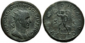Trajan Decius. Double sestertius. 249-251 d.C. Rome. (Ric-126a). (Ch-115). Anv.: IMP C M Q TRAIANVS DECIVS AVG Bust radiate, cuirassed right, seen fro...