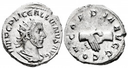Gallienus. Antoninianus. 253-254 AD. Rome. (Ric-131). Anv.: IMP C P LIC GALLIENVS AVG Radiate, draped and cuirassed bust right. Rev.: CONCORDIA AVGG c...