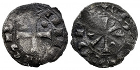 Kingdom of Castille and Leon. Alfonso VI (1073-1109). Dinero. Santiago de Compostela. (Bautista-5). Anv.: ANFVS REX. Rev.: +S.IACOBI. Ve. 0,74 g. Thin...