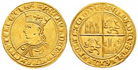 Kingdom of Castille and Leon. Pedro I (1350-1368). Dobla of 35 maravedis. Sevilla. (Bautista-512.2 var). (Tauler-76 var). Anv.: + PETRVS: DEI: GRA REX...