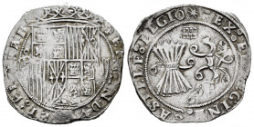 Catholic Kings (1474-1504). 2 reales. Segovia. (Cal-507 var). (Lf-G5.3.11). Anv.: FERNANDVS : ET : ELISAB. Rev.: * REX : E(T RE)GINA : CASTE : LEGIO. ...