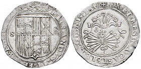 Catholic Kings (1474-1504). 8 reales. Sevilla. (Cal-577). Ag. 27,37 g. Shield between S - VIII and square assayer´s mark "d" on reverse. Rare. Choice ...