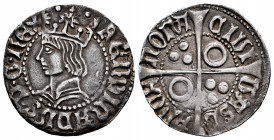 Ferdinand II (1479-1516). Croat. Barcelona. (Cal-56, plate coin). (Cru-1139.2). Ag. 3,04 g. Roundel on the 1st and 4th quarter. Tone. Ex Ramón Muntane...