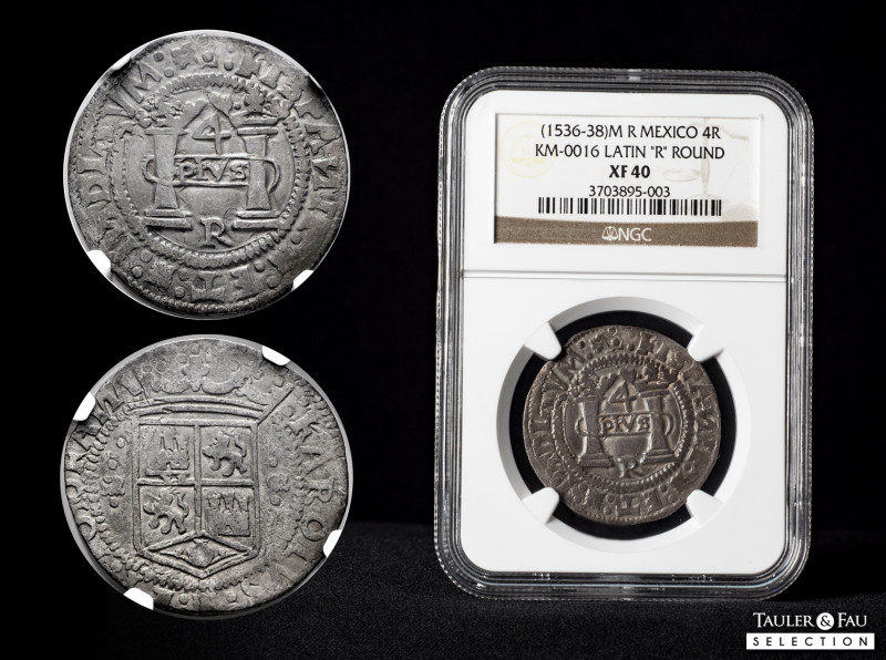 Charles-Joanna (1504-1555). 4 reales. México. R (Rincon). (Cal-115). (Km-16). Ag...