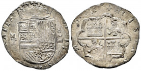 Philip II (1556-1598). 4 reales. Toledo. M. (Cal-599). Ag. 13,70 g. Wonderful toned. Very attractive. Rare in this condition. Almost XF/XF. Est...400,...