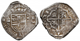 Philip IV (1621-1665). 8 reales. 1623. Segovia. R. (Cal-1571). Ag. 26,94 g. VIII on the right, horizontal aqueduct and assayer left. Well struck. Visi...