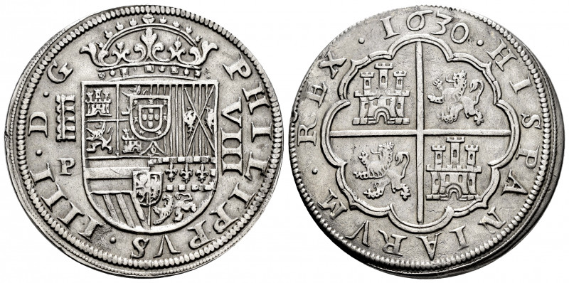 Philip IV (1621-1665). 8 reales. 1630. Segovia. P. (Cal-1588). Ag. 26,81 g. Valu...