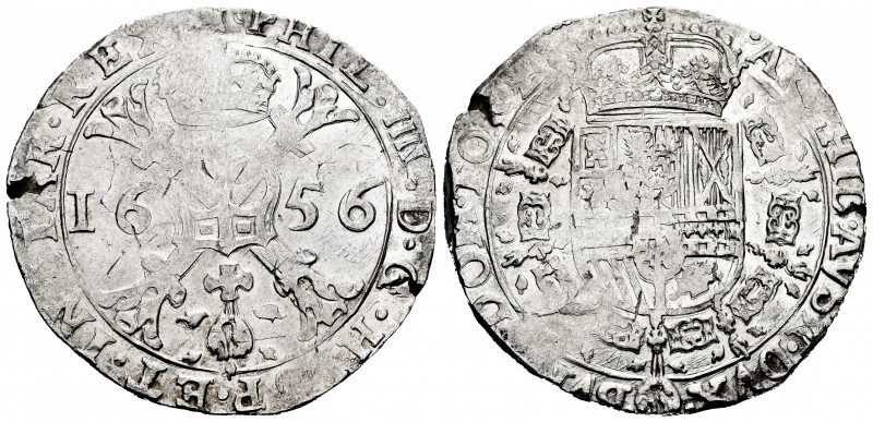 Philip IV (1621-1665). 1 patagon. 1656. Tournai. (Vti-1139). (Vanhoudt-645.TO). ...