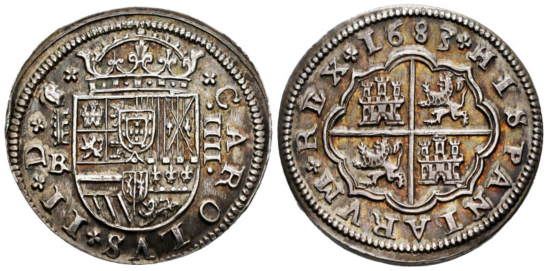 Charles II (1665-1700). 4 reales. 1683. Segovia. BR. (Cal-558). Ag. 13,22 g. Aqu...