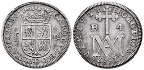 Charles II (1665-1700). 4 reales. 1687. Segovia. BR. (Cal-567). Ag. 10,72 g. "Maria" type. Rare. Choice VF. Est...800,00. 


 SPANISH DESCRIPTION: ...