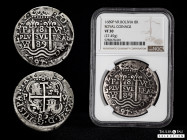 Charles II (1665-1700). 8 reales. 1689. Potosí. VR. (Cal-685). (Lazaro-unlisted). (Km-R26). Ag. 27,52 g. Royal cob. Bold VF with some light surface da...
