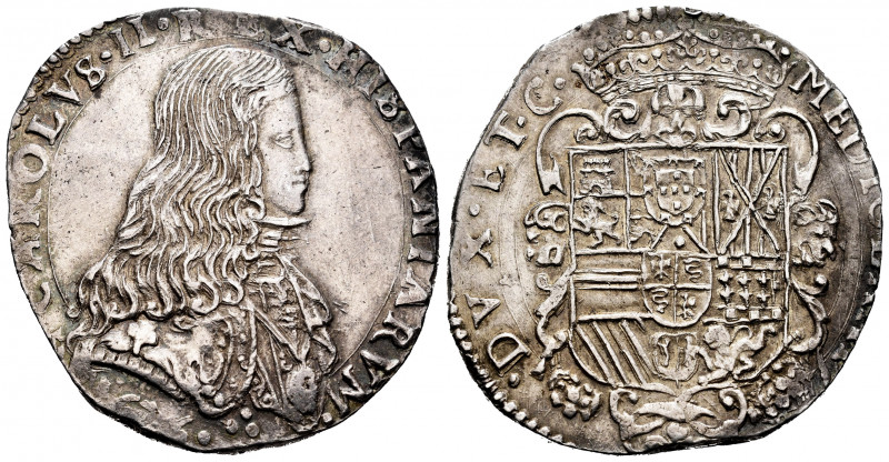 Charles II (1665-1700). 1 ducaton. 1676. Milano. (Vti-19). (Dav-4005). Ag. 27,71...