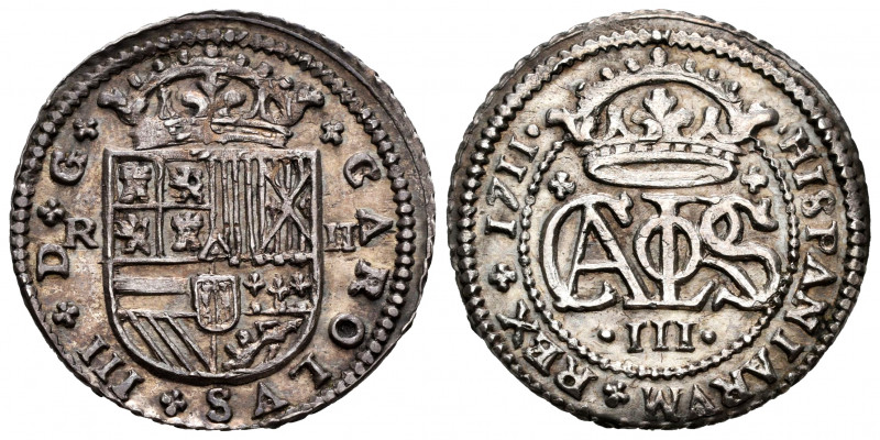 Charles III The Pretender (1701-1714). 2 reales. 1711. Barcelona. (Cal-32). Ag. ...