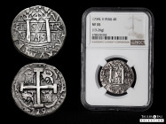 Philip V (1700-1746). 4 reales. 1739. Lima. V. (Cal-1022, plate coin). (Km-unlisted). Ag. 13,28 g. Well-struck with toned fields, no hole, well center...