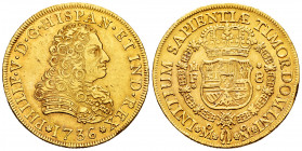 Philip V (1700-1746). 8 escudos. 1736. México. MF. (Cal-2235). (Cal-430). Au. 26,95 g. Hairlines on obverse. Rare. Almost XF. Est...3000,00. 


 SP...