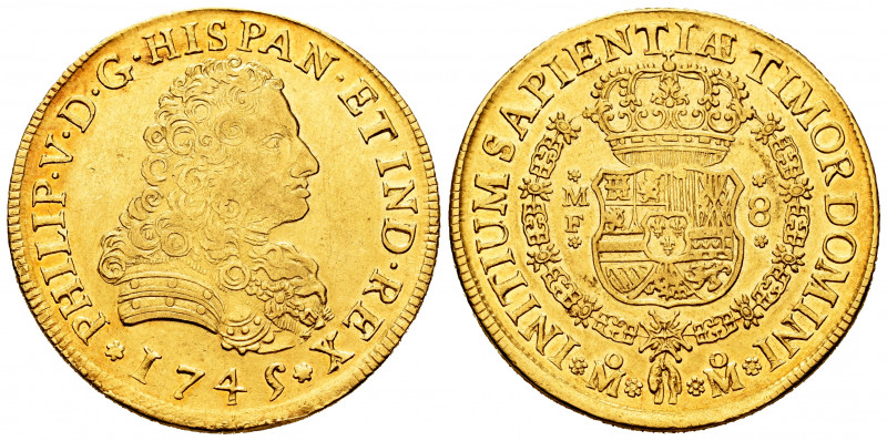 Philip V (1700-1746). 8 escudos. 1745. México. MF. (Cal-2250). (Cal onza-443). A...