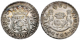 Ferdinand VI (1746-1759). 2 reales. 1749. México. M. (Cal-288). Ag. 6,71 g. Slighly rainbow toning developing at rims. Ex Potomac collection of Mexica...