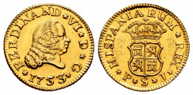 Ferdinand VI (1746-1759). 1/2 escudo. 1753. Sevilla. PJ. (Cal-576). Au. 1,81 g. A good sample. AU. Est...320,00. 


 SPANISH DESCRIPTION: Fernando ...