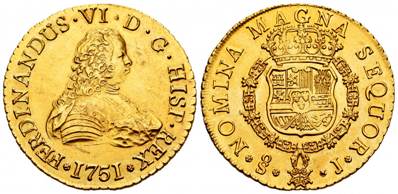 Ferdinand VI (1746-1759). 8 escudos. 1751. Santiago. J. (Cal-822). (Cal onza-644...