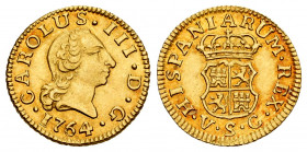 Charles III (1759-1788). 1/2 escudo. 1764. Sevilla. VC. (Cal-1291). Au. 1,77 g. Attractive specimen. It retains some minor luster. AU. Est...250,00. ...